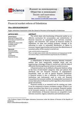 3.	Olim ABDURAKHMANOV - Financial market reform of Uzbekistan